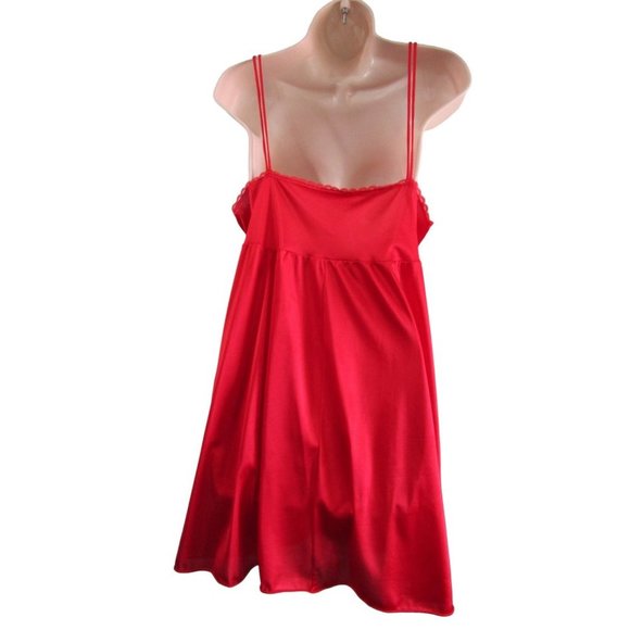 Vanity Fair Baby Doll Red Stretch Lace Bodice Large USA Made Size Large Vintage - Picture 13 of 16